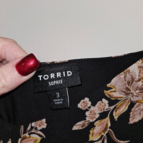 Torrid Black Floral Chiffon Swing Cami (3X) - Picture 4 of 6